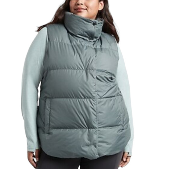ATHLETA Downtown Vest Metropolis Gray Down Puffer Vest 3X NEW Zippered Pockets - Picture 1 of 12